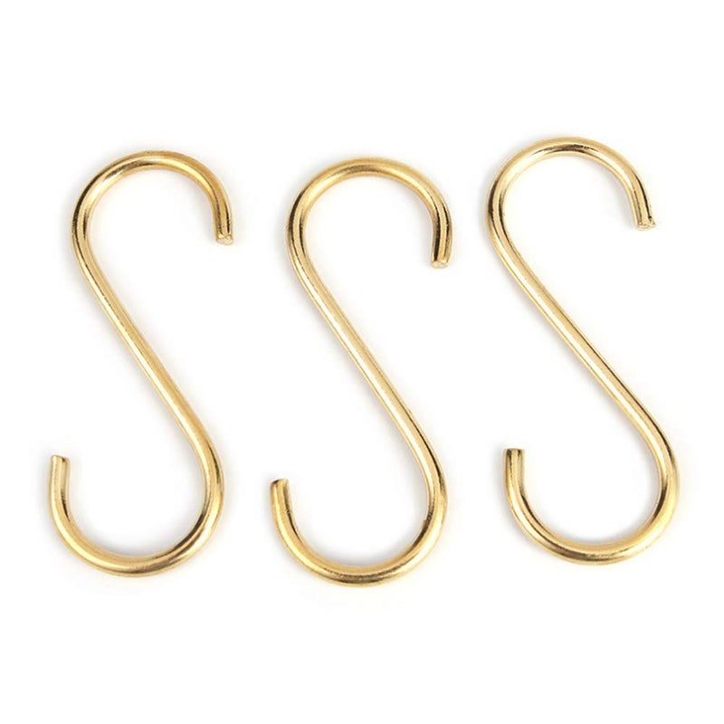 Xinally 10 Pieces Multipurpose Brass S Shaped Hooks Coat Clothes Storage Hangers Kitchen Pot Pan Racks - Image 3